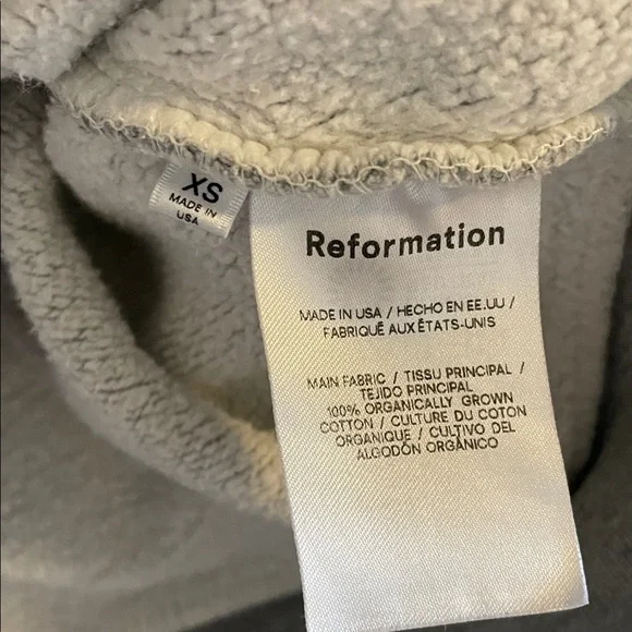 Reformation Marla Half Zip Cropped Sweatshirt Women’s‎ Size XS Gray - Picture 6 of 7